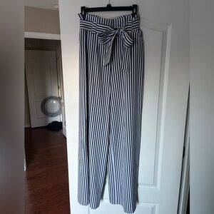 7th Avenue Striped High-Waist Wide-Leg Pants